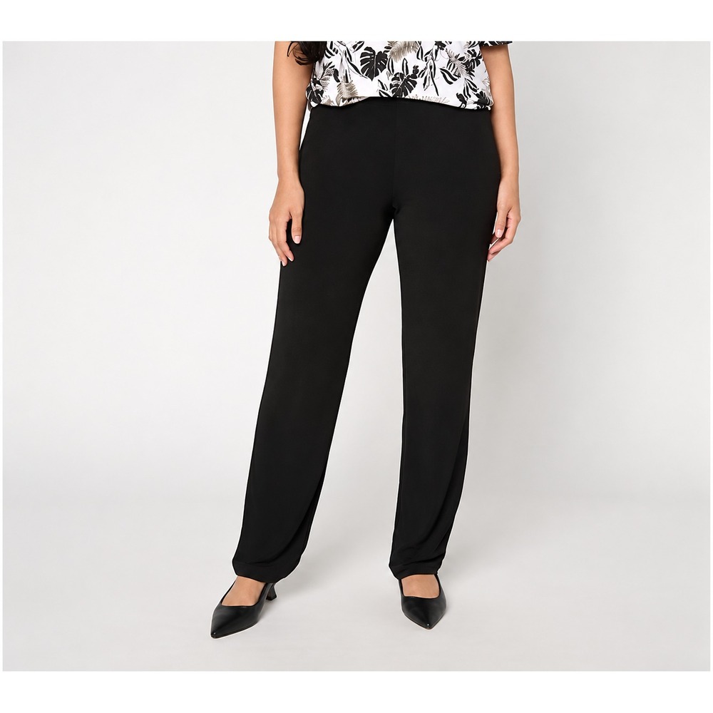 Susan Graver Essentials Reg Liquid Knit Straight Leg Pants Black, Large